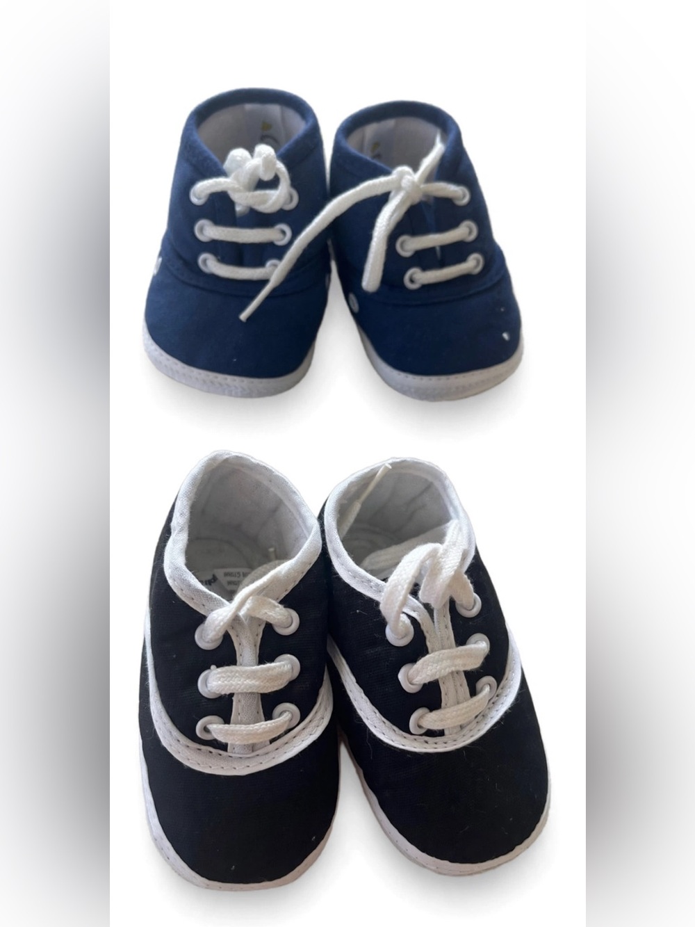 Kids Canvas Lace-Up Sneakers in Navy and Black